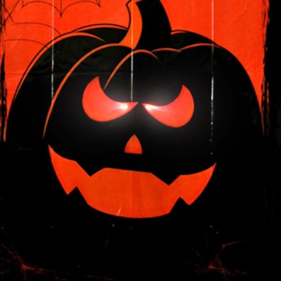 Light Up Pumpkin Halloween Door Cover Orange Black - Picture 3 of 3